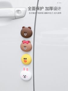 Cute Brown Bear Cartoon Car Door Guard Stickers Anti-Collision Decorative Reflective Strips for Car Mirrors And Doors Protection