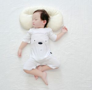 Baby Pajamas One-Piece Modal Long Type Crawling Suit Cropped Short Sleeves Summer Breathable Anti-Kick Male and Female Baby Sleeping Bag Bellyband
