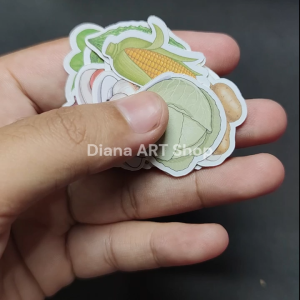 isi 25 pcs stiker sayur mayur sticker gambar aneka sayuran ukuran mini warna doff