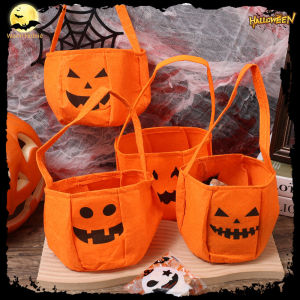 Kids Halloween Pumpkin Buckets Trick-or-treater Begging Candy Bag Portable Cute Festive Party Atmosphere Dress Up
