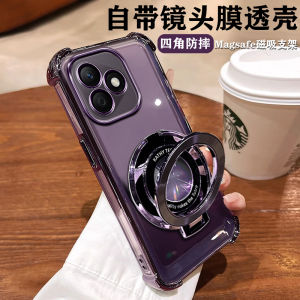 Honor X60i Phone Case Huawei Silicone Protective Cover with Lens Film Full Protection Soft Shell Magnetic Absorption with Stand for Men And Women