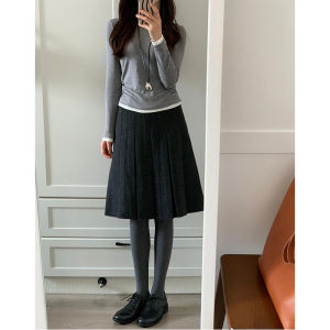 NIANDAIJINGDIAN | High Waist Slimming A-Line Plaid Skirt Midi