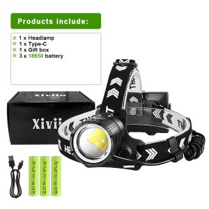 Ultra Bright XHP360 LED Headlamp Zoom Type-c Rechargeable Headlight 18650 Gesture Sensor Head Lamp For Outdoor Camping Fishing