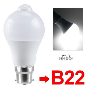 PIR Motion Sensor E27 B22 LED Bulb 85-265V 12W 15W 18W 20W Human Infrared Sensor Lamp for Stairs Hallway Corrider Auto ON OFF