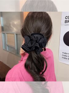 Summer French Style Pure Color Satin Hair Ties & Wood Grain Edge Flower Bud Large Bow Hair Bands: High Quality Hair Bands