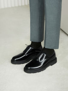 ThomWills Mens Casual Derby Shoes Business Formal Thick Bottom round Toe Leather Uppers Comfortable Fashionable All-Season Wear