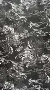 ผ้าแจ็คการ์ดสีดำเทาสไตล์จีนสำหรับตกแต่งกระโปรงกี่เพ้าวัสดุเส้นใย