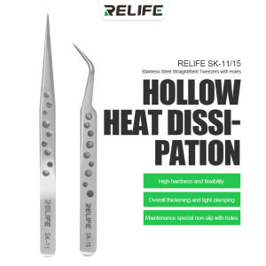 Relife | RELIFE SK-11/15 Industrial Tweezers Anti-magnetic Adsorption Precision Stainless Steel Universal Curved Straight Tip Forceps
