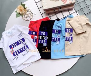 Áo thun ngắn tay bé trai in hình tên lửa chất liệu thun cotton 100% co giản 4 chiều mềm mịn mát cho bé từ 8-36 kg