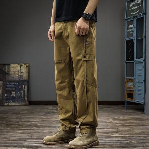 กางเกงขายาวทรงตรงเอวยางยืดสำหรับผู้ชาย ทรงหลวม กางเกงขายาวทรงตรง กางเกงขายาวทรงตรง ทรงหลวม สไตล์ใหม่ฤดูใบไม้ร่วง