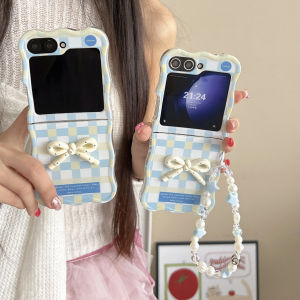 Beautiful 3D Bow Phone Case For Samsung Galaxy Z Flip7 6 3 4 5 Shockproof Wave Cover For Samsung Z Flip6 With Lanyard Cover