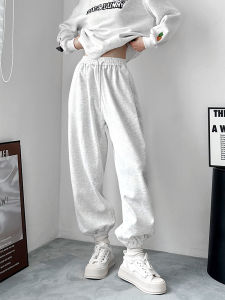 Loose Pants Spring New Arrival High Waist Loose and Slimming Flab Hiding Straight-Leg Pants Plus Size Plus Size Ladies Drawstring Ankle-Tied Casual Sweatpants