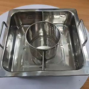 Nồi lẩu inox 3 đáy nồi lẩu vuông inox 3 ngăn nồi vuông inox âm bàn nồi inox vuông 3 đáy giá rẻ