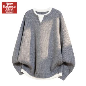 NEW BOLUNE | Faux Two-Piece Spliced Loose Trendy Round-Neck Sweater