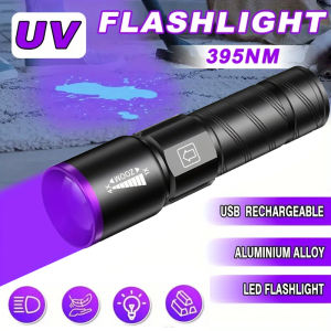 365NM UV Flashlight Rechargeable Ultraviolet Torch Pet Urine Scorpion Detector UV Lamp Anti-counterfeiting Bill Seal Detector