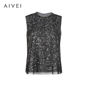 AIVEI | Spring French Glitter Sleeveless Top