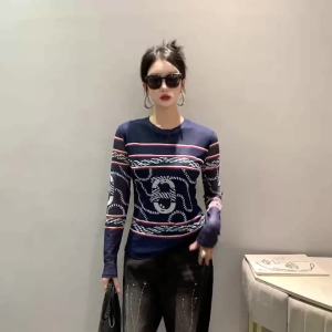 AMMIN 2024 Autumn new simple round neck fashion positioning geometric printed long sleeve T shirt Korean style r semi-high neck plus size elegant blouse