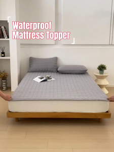 Waterproof Mattress Topper with Elastic Band Fitted Bedsheet Baby Urine Pad Fiber Selimut bedding Kalis Air Lapik Tilam Kalis Kencing Incontinence Pad