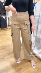 Olivia - Celana Culotte Cargo Strech Katun Twill/Kulot Cargo Wanita Highwaist Kekinian Dengan 4 Saku