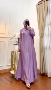 Dress Wanita Linen Polo Fit to Xl LD 110 Cm PB 140 cm
