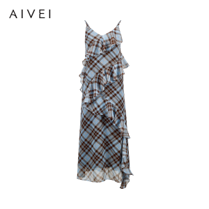 AIVEI | Check Pattern Strap Dress