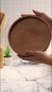Nampan Kayu Bulat Mahoni Estetik/Wooden Tray/Baki Hantaran Seserahan Tatakan Kayu Aesthetic