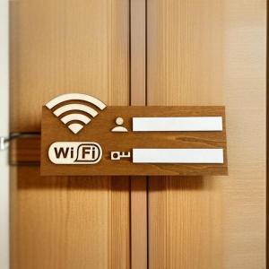 SHPYHT 1pc Rustic Wooden WiFi Password Sign Vintage Wall-Mounted Wireless Network Indicator Plaque Multi-Purpose Home Decor Accessory