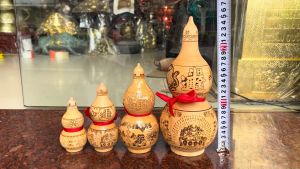 Hồ lô gỗ xoan đào phong thủy 4 cỡ: Cao 10cm 14cm 17cm 25cm