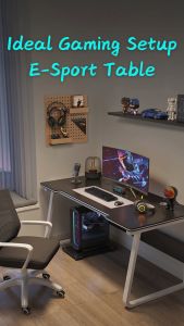 ASJ_Stylish Gaming Table D1 with Ergonomic Design curve Shape Table + cable hole - Local seller