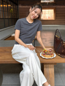 Gap | Summer New Embroidery Logo Pleated Knit T-shirt