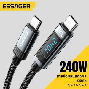 Essager 240W USB Type C ถึงสาย USB C 100W PD 3.1 Fast CHARGING Charger สําหรับ MacBook Pro Xiaomi Samsung แล็ปท็อป USBC สายไฟ 2M