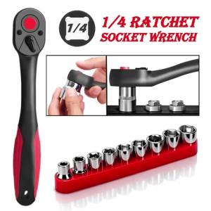 1/4 Inch Quick-Release Ratchet Wrench Socket Set 9 Pcs Socket And Wrench Repair Tool Kit Repair Tools for For Vehicle Bicycle