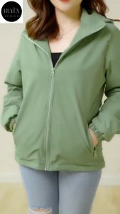 Áo khoác gió nữ 2 lớp cao cấp áo gió nữ 2 lớp chống nước có khoá túi nón tháo rời