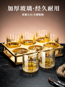 ชุดแก้วน้ำมัน Whiskey แก้วคริสตัลสไตล์ย้อนยุค ชุดแก้วน้ำสุราหรูหราสำหรับใช้ในบ้าน ชุดแก้วเบียร์พร้อมดื่ม