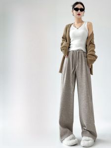 MiiOW | High Waist Wide Leg Casual Pants Womens Drapey Lazy Rice Cake Pants Loose Fit Straight Tube Trousers Commute Style Long Pants