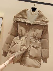 Áo Khoác Cotton Dày Thời Trang Nữ Thu Đông 2025 Mới Về Cổ Thuyền Cạp Chun Dài Tay Thường Xuyên Thường Ngày Màu Trơn