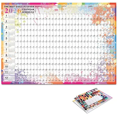 Calendar Wall 2026 New Yearly Daily Schedule Planner Sheet Paper 365 Day Plan Annual Hanging Planning Weekly Agenda Pad Month 12