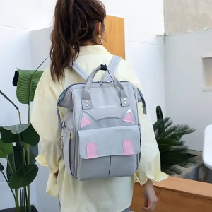 Cute Mommy Bag Cat Baby Carry Bear Big Backpack Pocket for Milk Bottle | Beg Ibu Comel Besar Poket Botol Susu Kucing