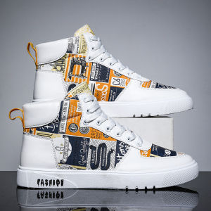 Fall Mens High Top Sport Shoes 8CM Invisible Inner Heightening Trendy Casual Board Shoes Teenagers Summer Increase Heel