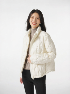 Hotwind | Thin Light-weight Korean Style Black Stand-up Collar Simple Womens Down Jacket