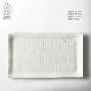 Creative Ceramic Flat Plate Dining Utensils Retro Long Sushi Fish Plate Fruit Tray Hotel Restaurant Tea Tray Base Chinese Style Underglaze Color