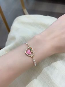 【Pharaoh🎀COD】Gelang Cinta Merah Jaring Manis Inlays Mutiara Gairah Gelang Musim Panas Simulasi Manis Siswa Siswa Gundal