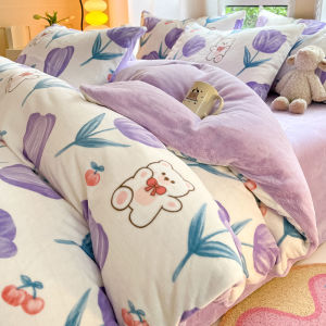 Thickened Milk Velvet Duvet Cover Separate Winter Coral Velvet Quilt Cover 2024 New Style Four-Piece Set Warmth Storage