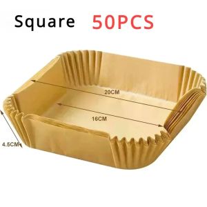 Air Fryer Square Baking Paper 20cm Air Fryer Parchment Paper Sheets for 5-8QT Basket Oven Steamer Microwave Airfryer Accessories
