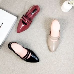 SAHILA - Sepatu Wanita mules / Sepatu hak Wanita Tinggi 3 cm Motif Tali gesper Dua