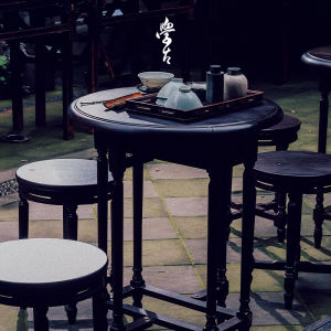 XUEGU | Antique Style Lacquered Mortise-and-tenon Round Table Foldable
