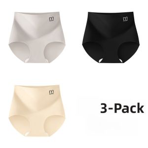 miiow | High Waist Abdomen Control Womens Underwear Silk Antibacterial Triangle Shorts Seamless Belly Slimming Hip Lifting Briefs