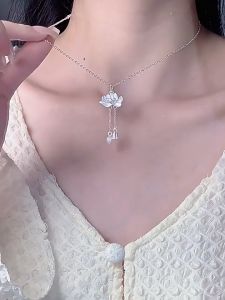 Bestella💗Kalung Liontin Rumbai Teratai Wanita Kalung Ceruk Gaya Cina Baru Kalung Manis Segar