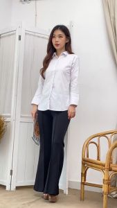 Dibihi - Kemeja Putih Wanita Lengan Panjang Baju Formal Kerja Atasan Polos Basic