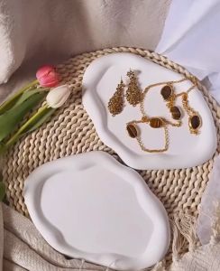 Cloud Concrete Tray - Tatakan Cloud Semen Oval - Tatakan Serbaguna / Properti Foto Produk